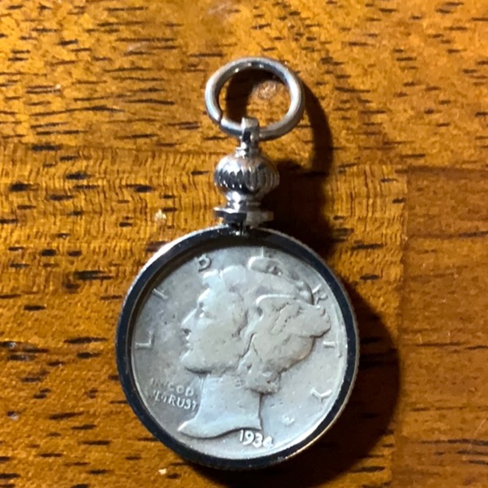 1934 Mercury Dime pendent.